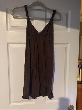 Women's Brown V-Neck Sleeveless Tank Dress
